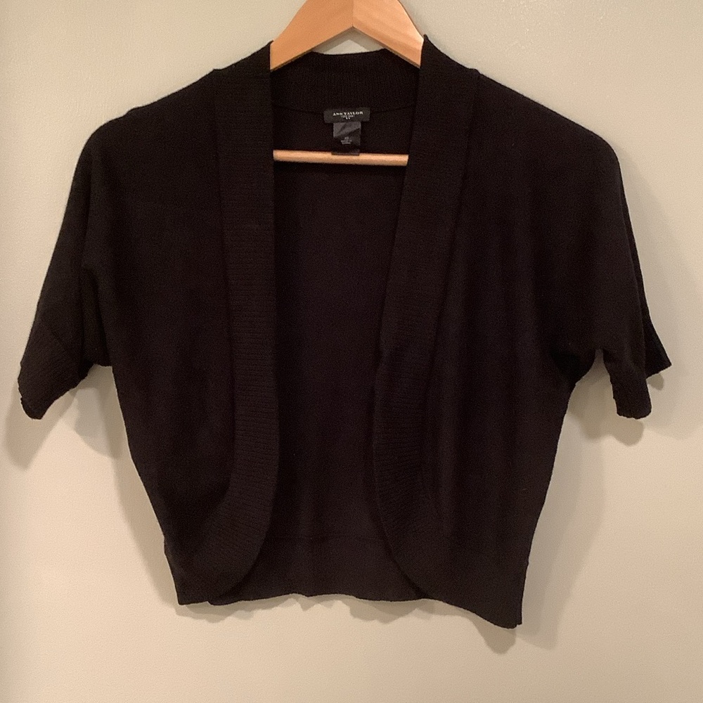 Ann Taylor Classic Black Open-Front Shrug